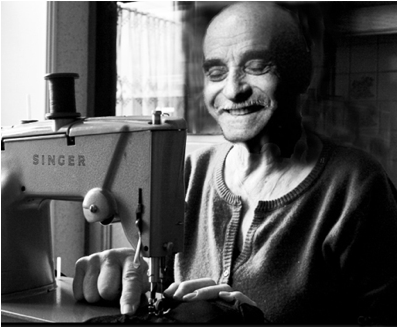 Lucio Fontana sewing